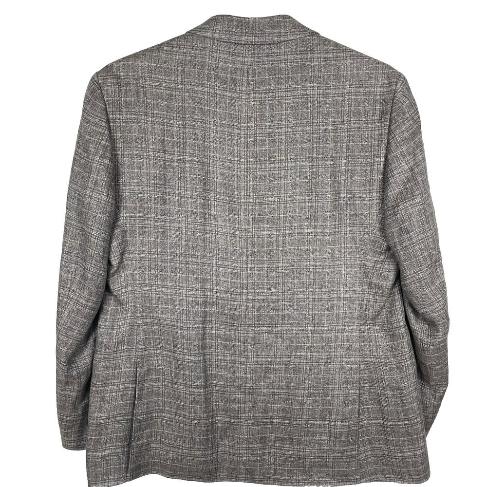 Joseph Abboud Linen Blazer Sport Coat Mens 44R Cocoa Plaid Beach Resort Business - Picture 2 of 15